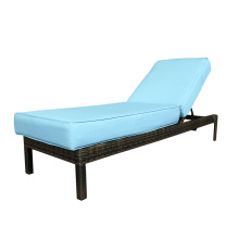 Outdoor Wicker Adjuster Back Fabric Chaise Lounge